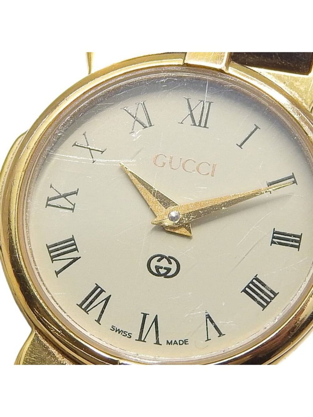 Gucci Gold Plated Leather Quartz Analog Display White Dial Watch - Picture 7 of 8